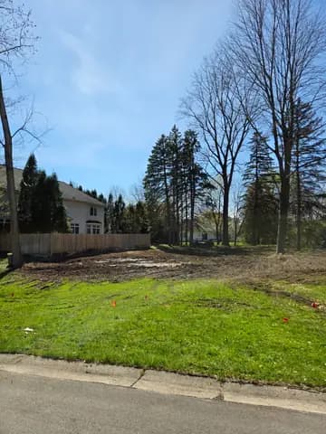 Lot cleared to the fence line with the mature trees kept.