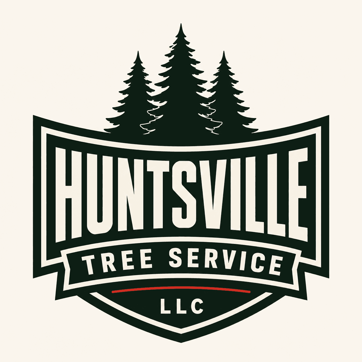 Huntsville Tree Service LLC shield with three pine trees
